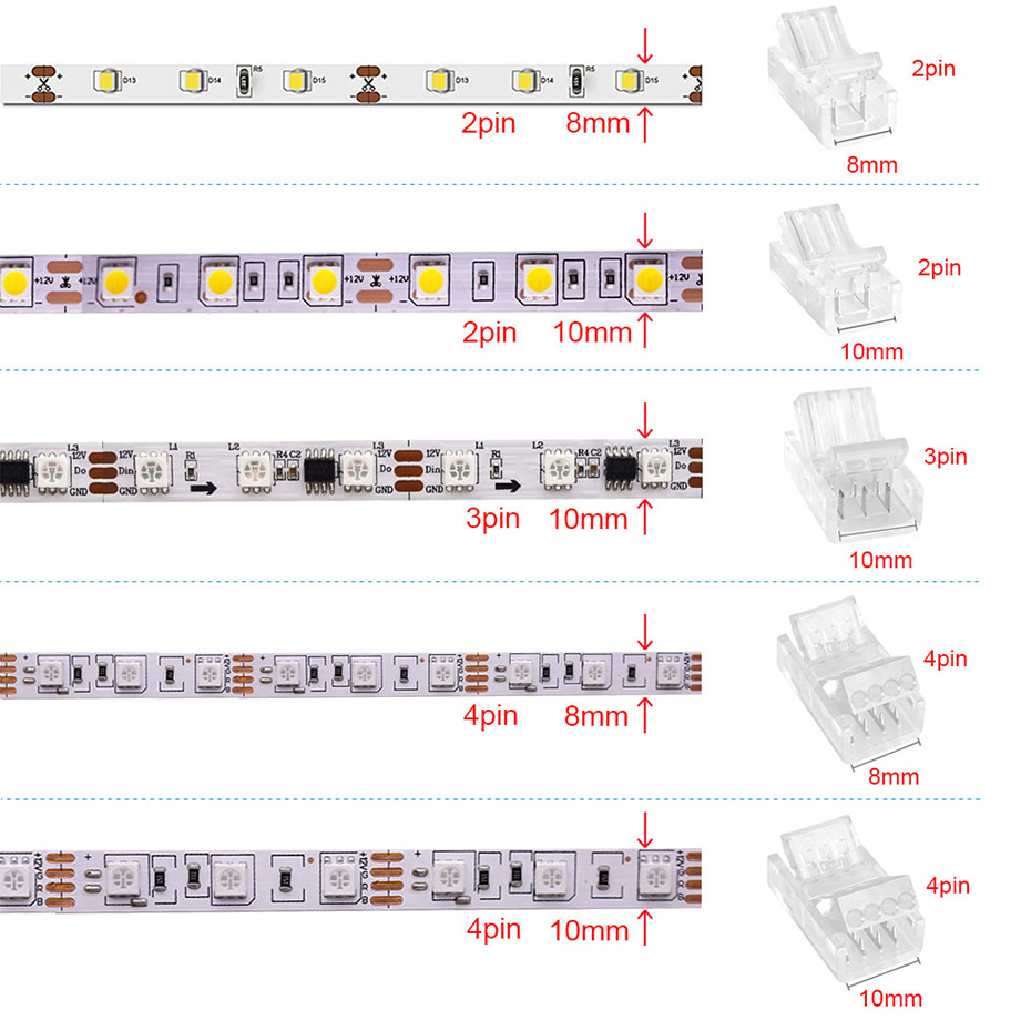 5Pcs LED Strip Light Connector - đánh giá và giá Rgb Led Matrix 8X8