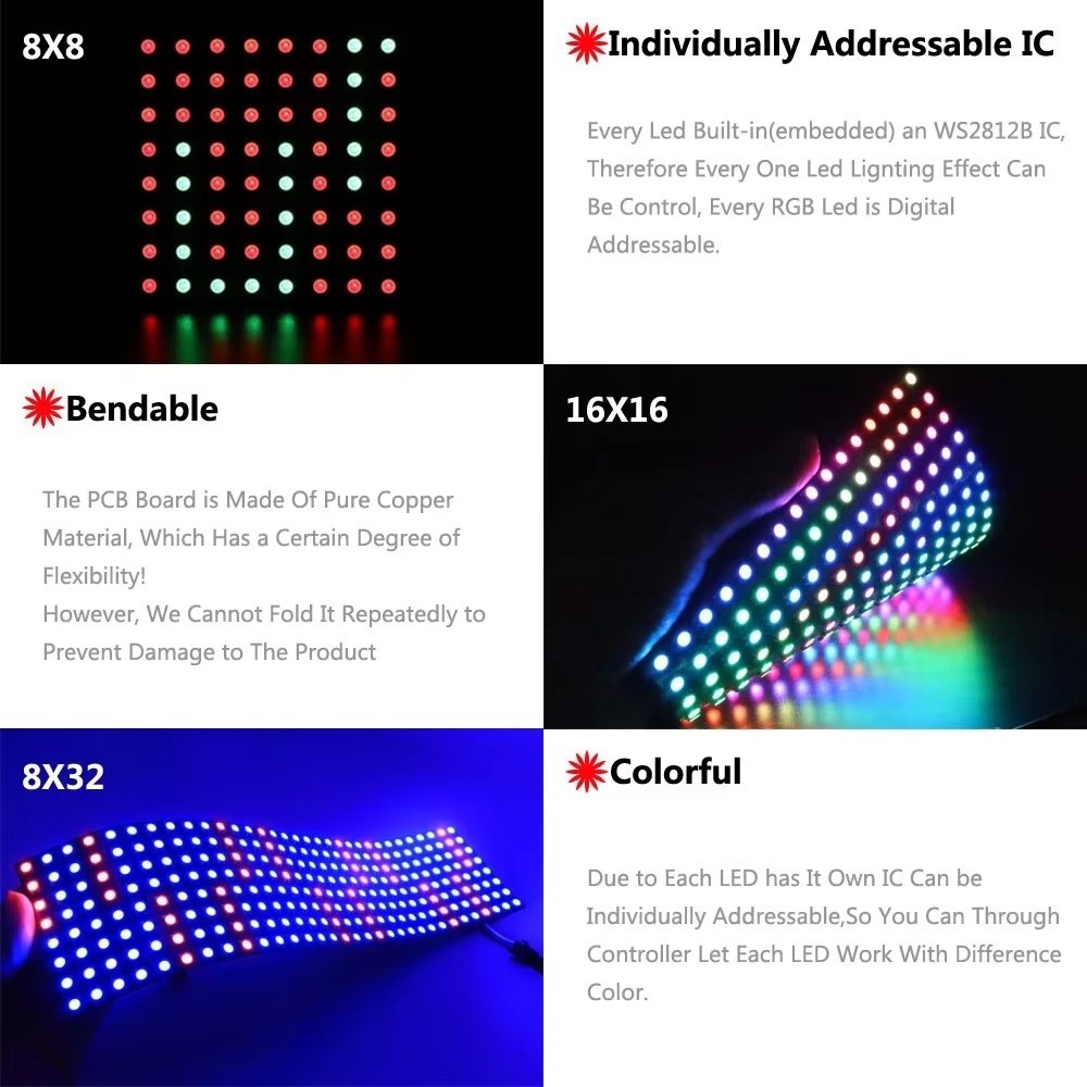 RGB Full Color WS2812B LED Pan - đánh giá và giá Rgb Led Matrix 8X8